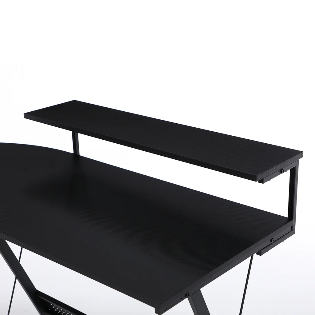 X Rocker L-Shaped Gaming Desk with Storage Shelves - Black