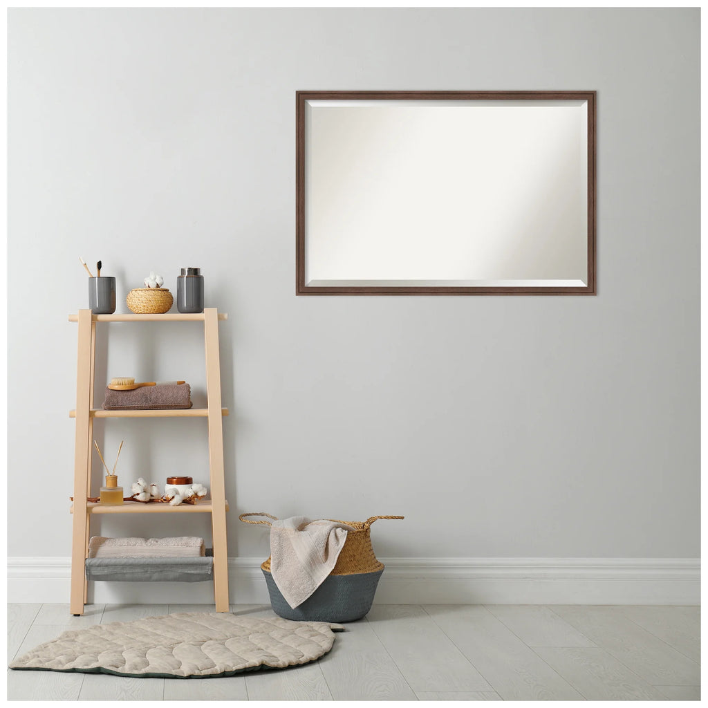 Amanti Art Florence Silver Beveled Wall Mirror 31.75 x 41.75 in.