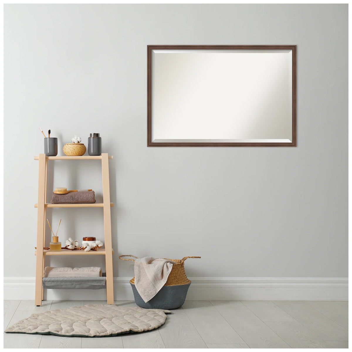Amanti Art Florence Silver Beveled Wall Mirror 31.75 x 41.75 in.
