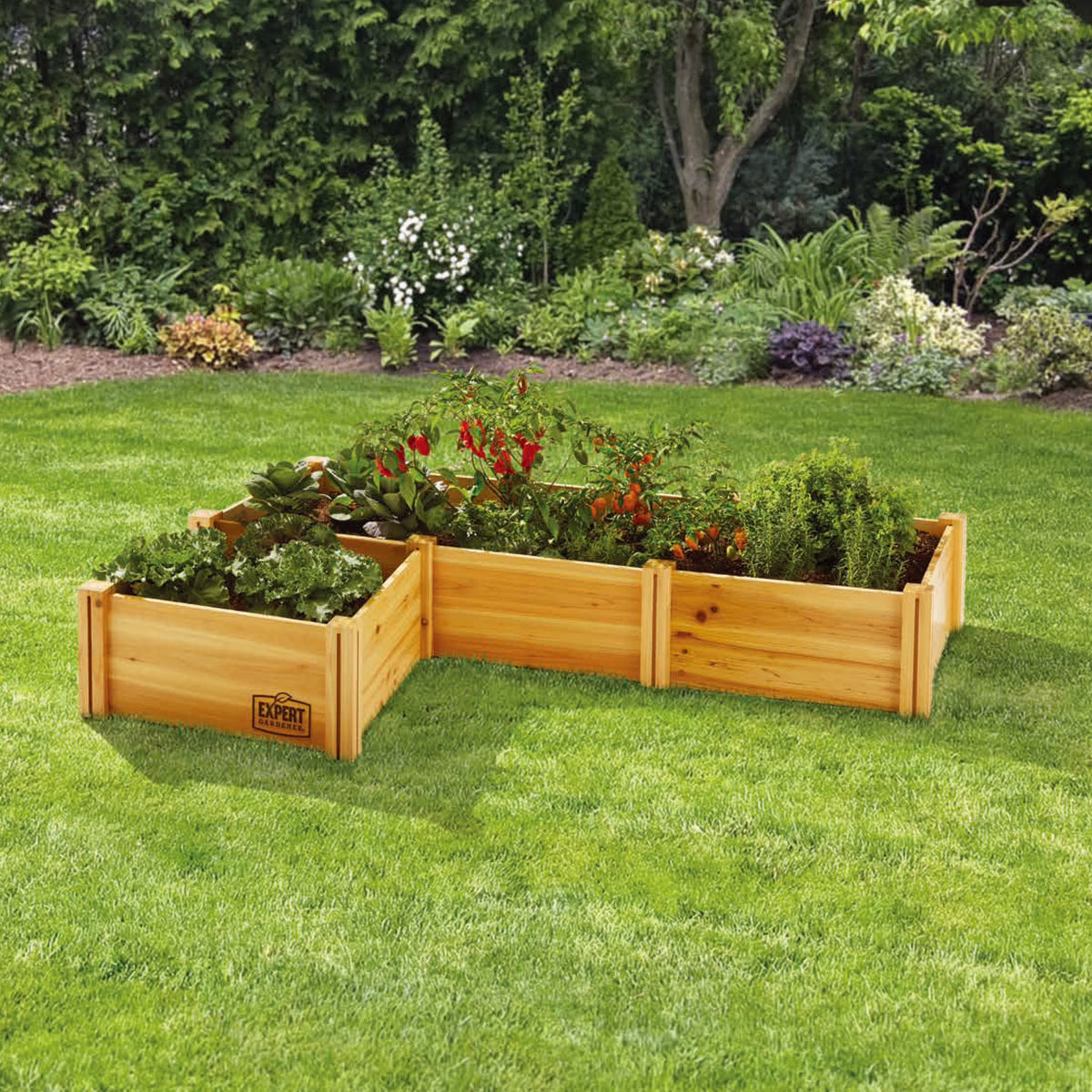 Jardinière d'extérieur en bois Expert Gardener, 2,25 m L x 0,6 m l x 27 cm H