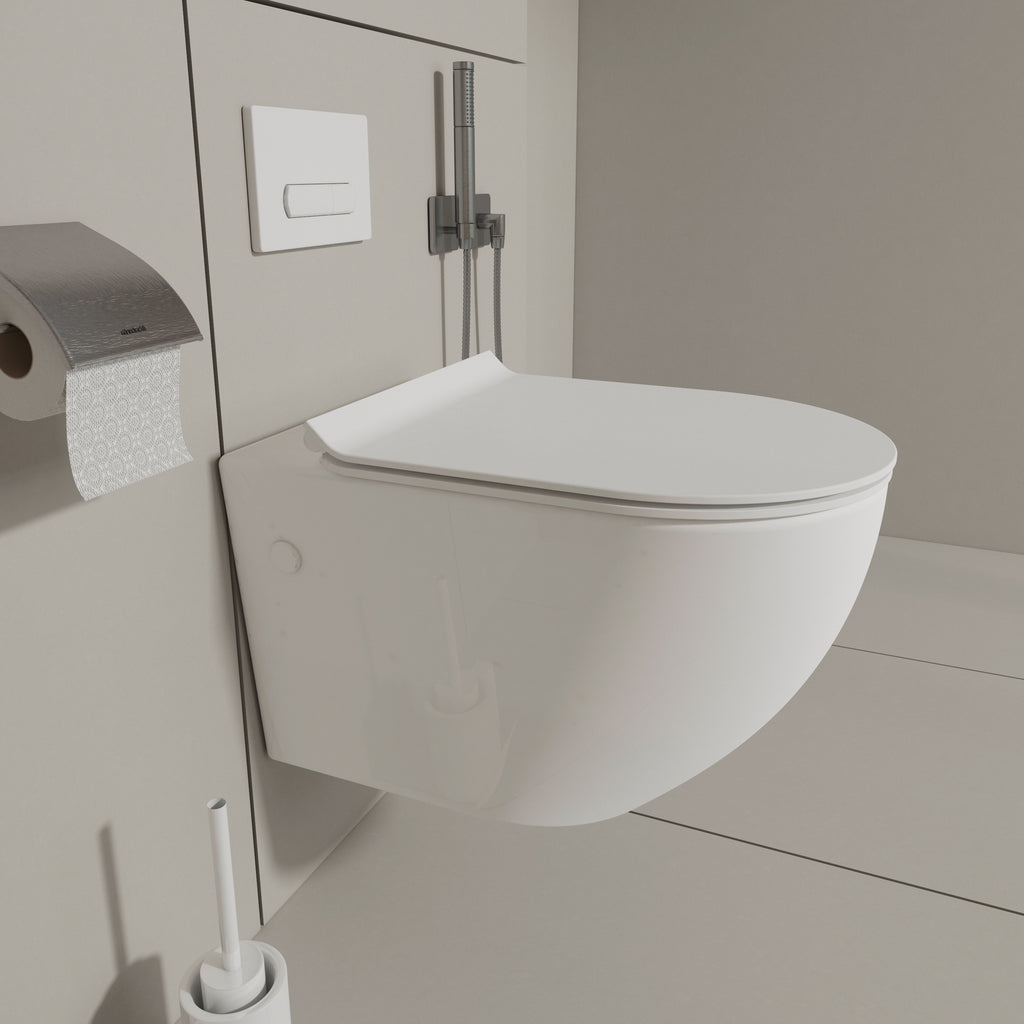MEJE#MJ-2003R, Rimless Toilet Ceramic Nano Coating Hanging Toilet Wall Hung Toilet Bowl 21.65 x 14.17 x 14.96 inches Glossy Finish