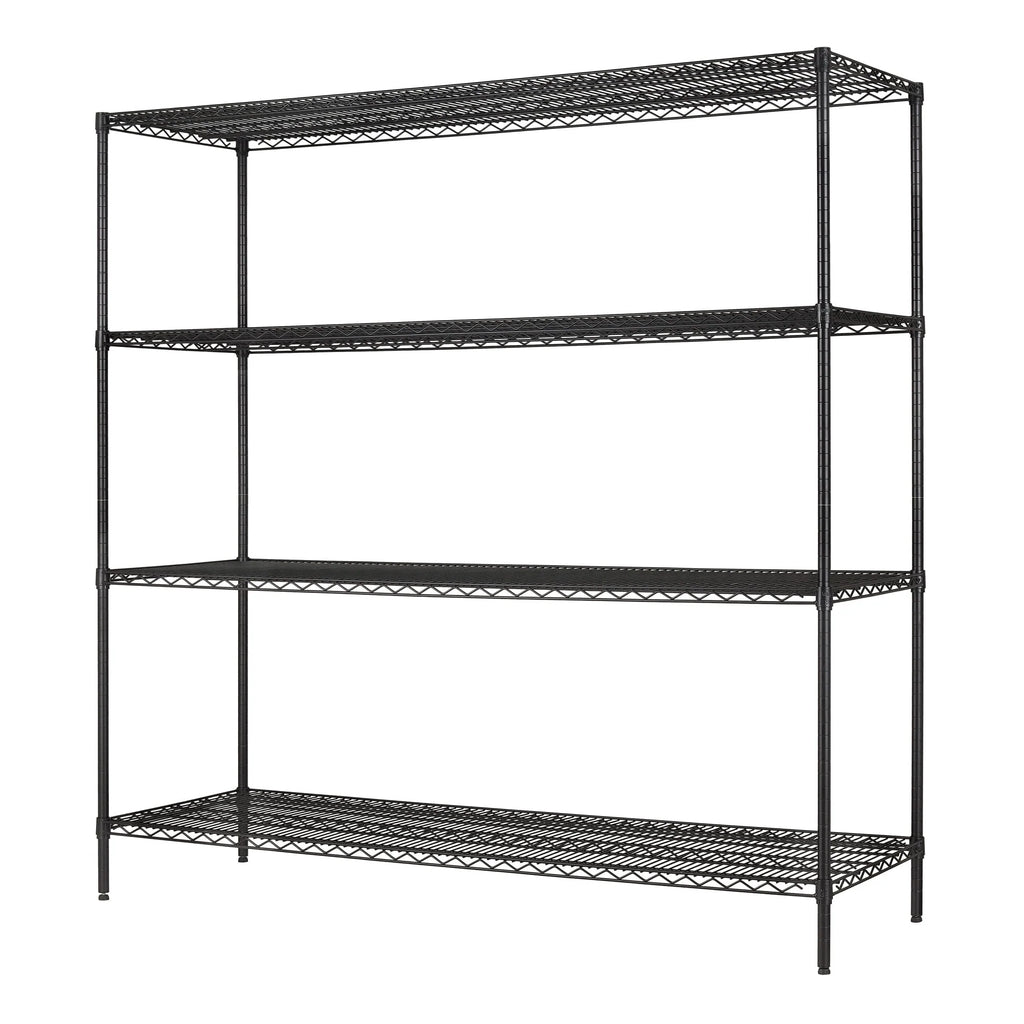 Hyper Tough Steel 4-Tier Storage Shelf Unit 72"H x 72"W x 24"D, 4000lb Total Capacity, Black