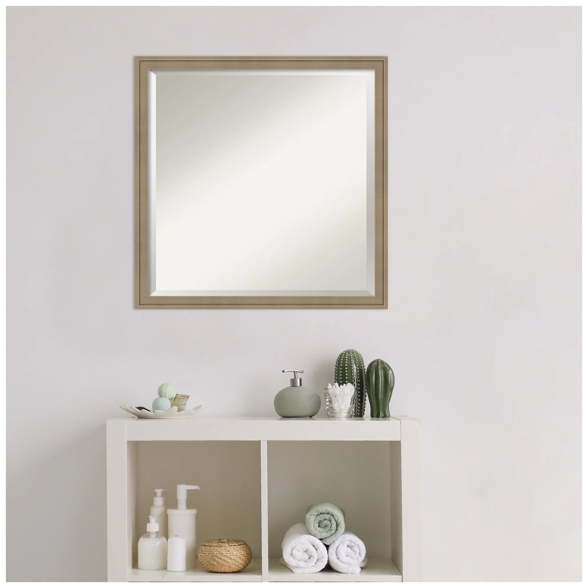 Amanti Art Florence Silver Beveled Wall Mirror 31.75 x 41.75 in.
