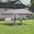 Dextrus 10'x10" Large Outdoor Dog Kennel, Outdoor Dog Enclosure with Rotating Feeder Bowls & Roof, Heavy Duty Dog Kennel for Backyard Farm