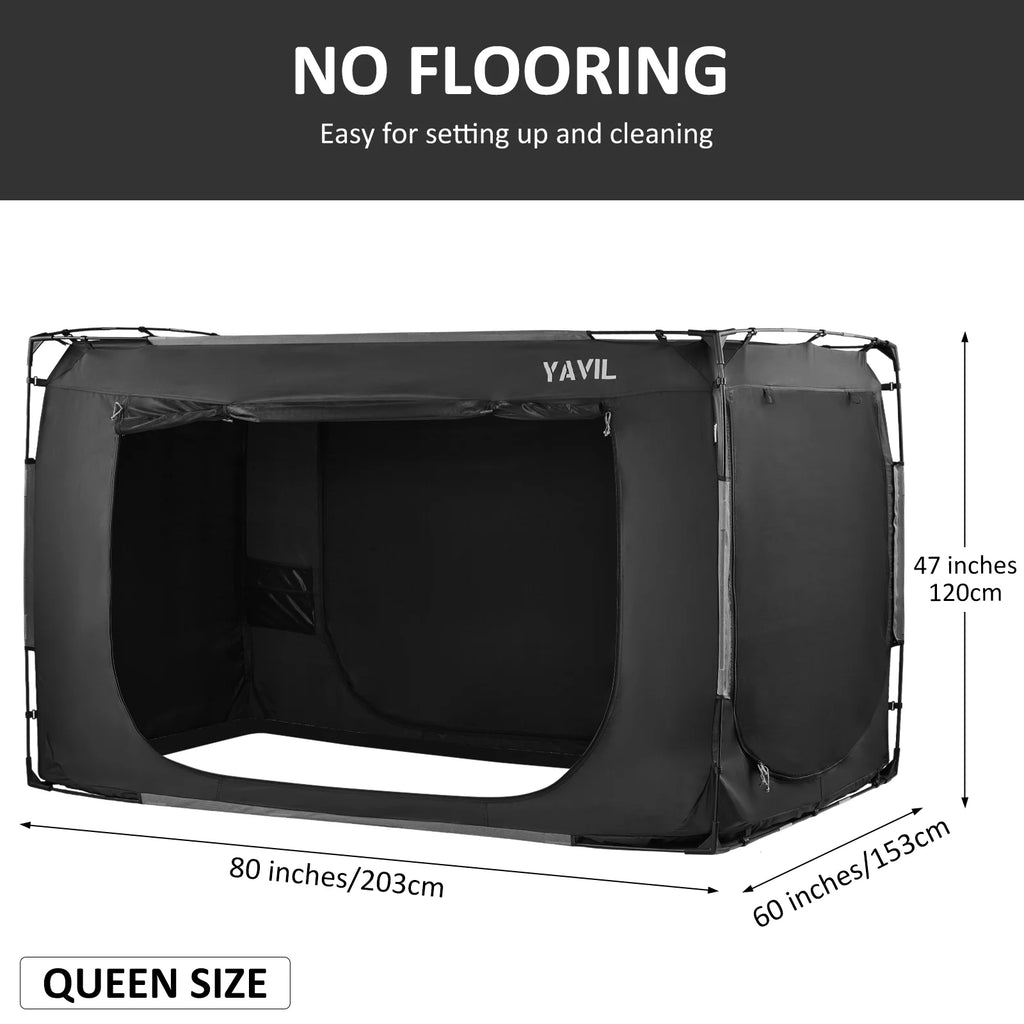 Tente de lit YAVIL, format double, pop-up portable, filet de confidentialité pour sommeil, 3 portes, 190,5 x 137 x 119 cm, 4,5 kg