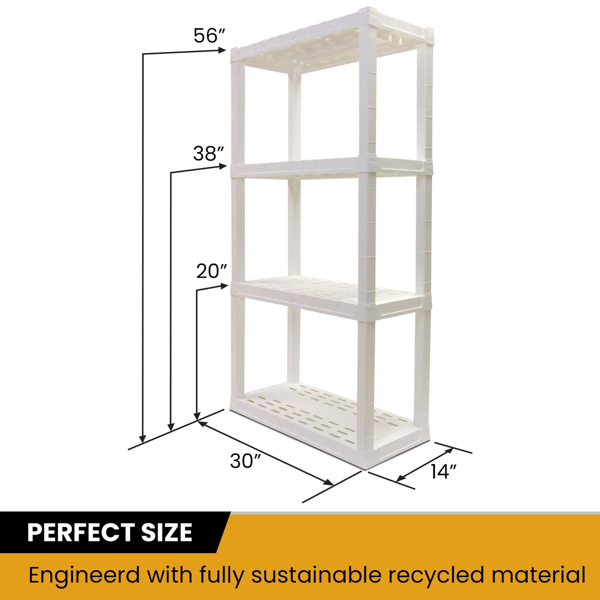 Étagères de rangement en plastique Hyper Tough, 4 niveaux, 56 po H x 30 po L x 14 po P, paquet de 2, blanc, capacité totale de 400 lb