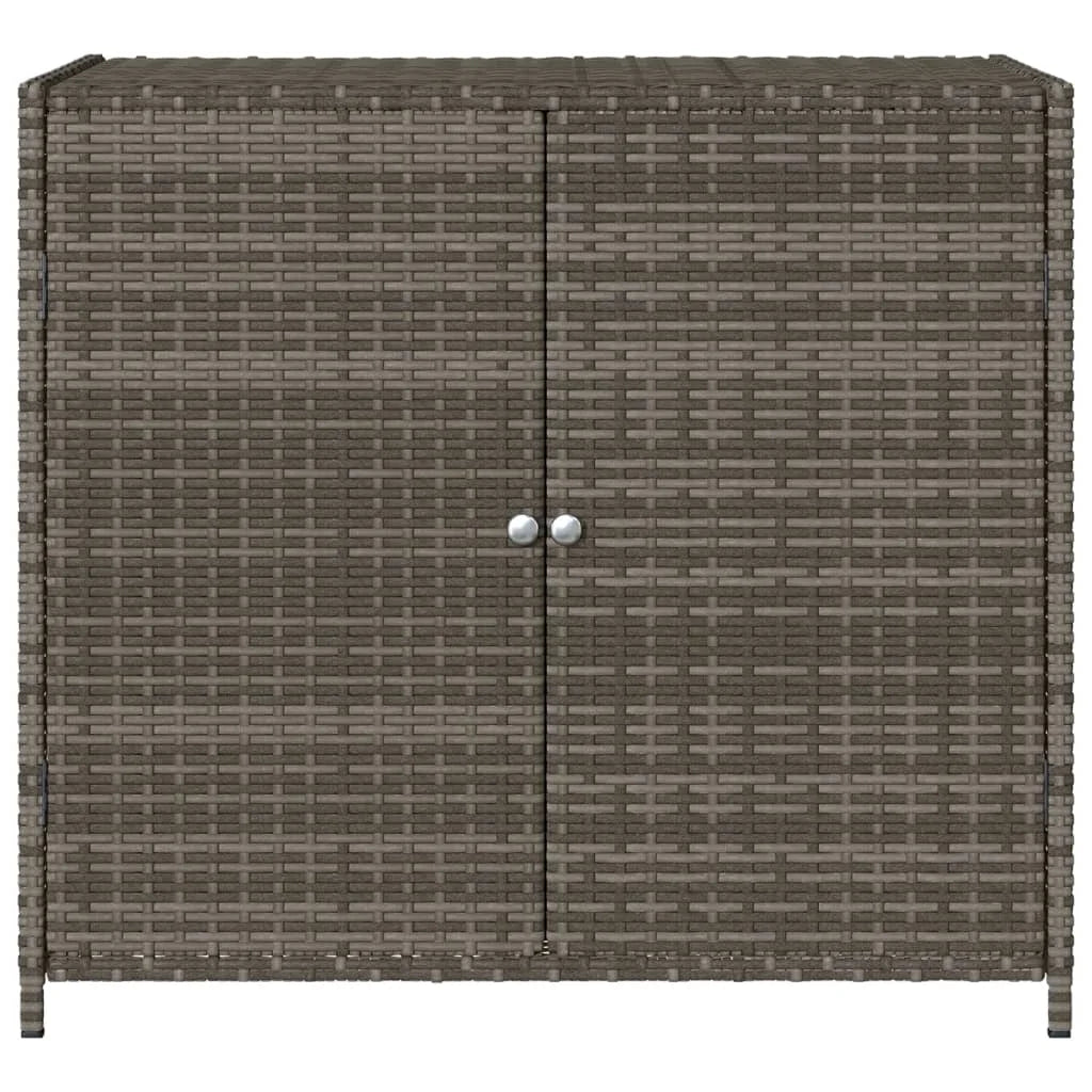 VidaXL Contemporary Poly Rattan Storage Cabinet, 32.7" x 17.7" x 29.9", Gray