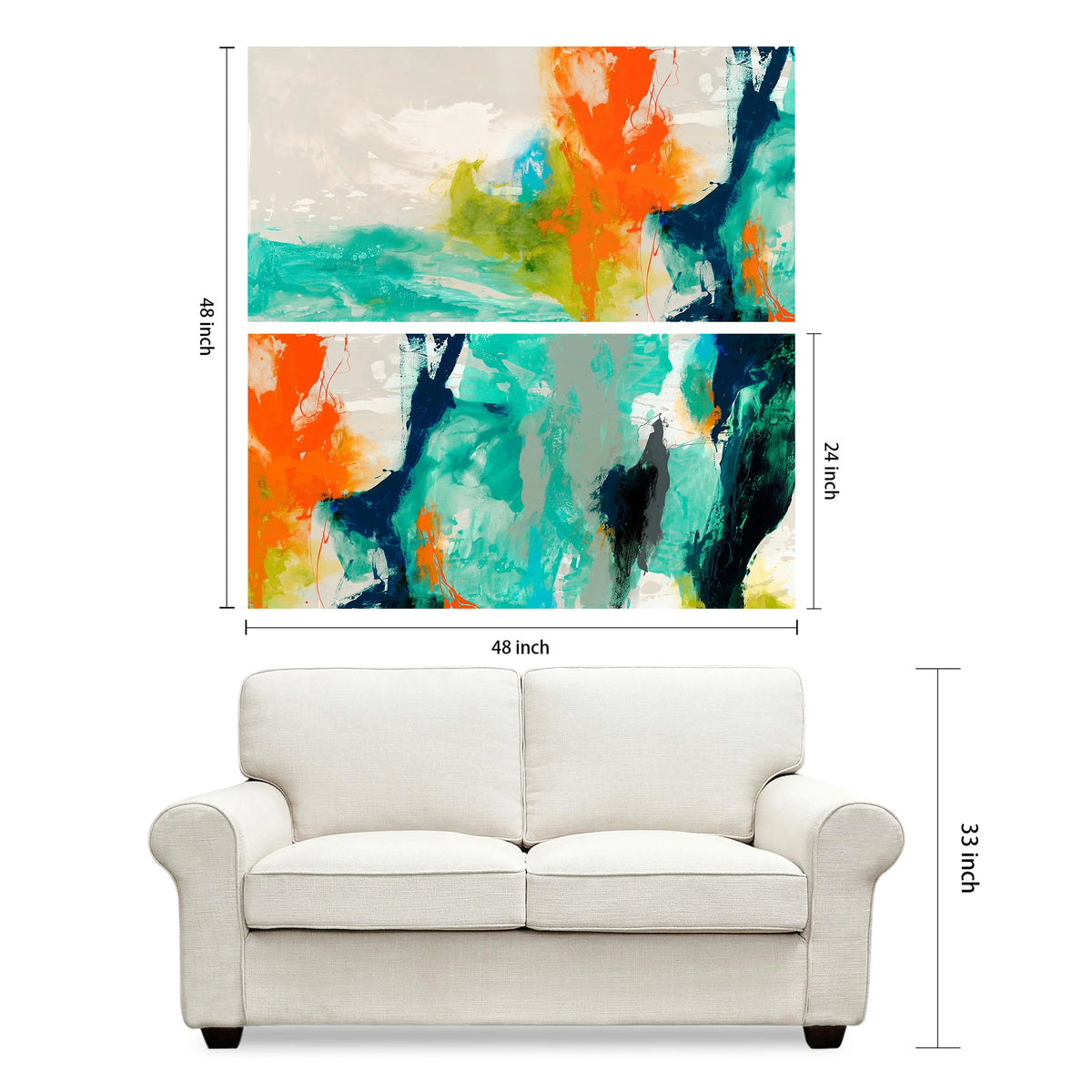 Empire Art Direct Tidal Abstract 2 Frameless Free Floating Tempered Glass Panel Graphic Wall Art, 24" x 48" x 0.2", Ready to Hang