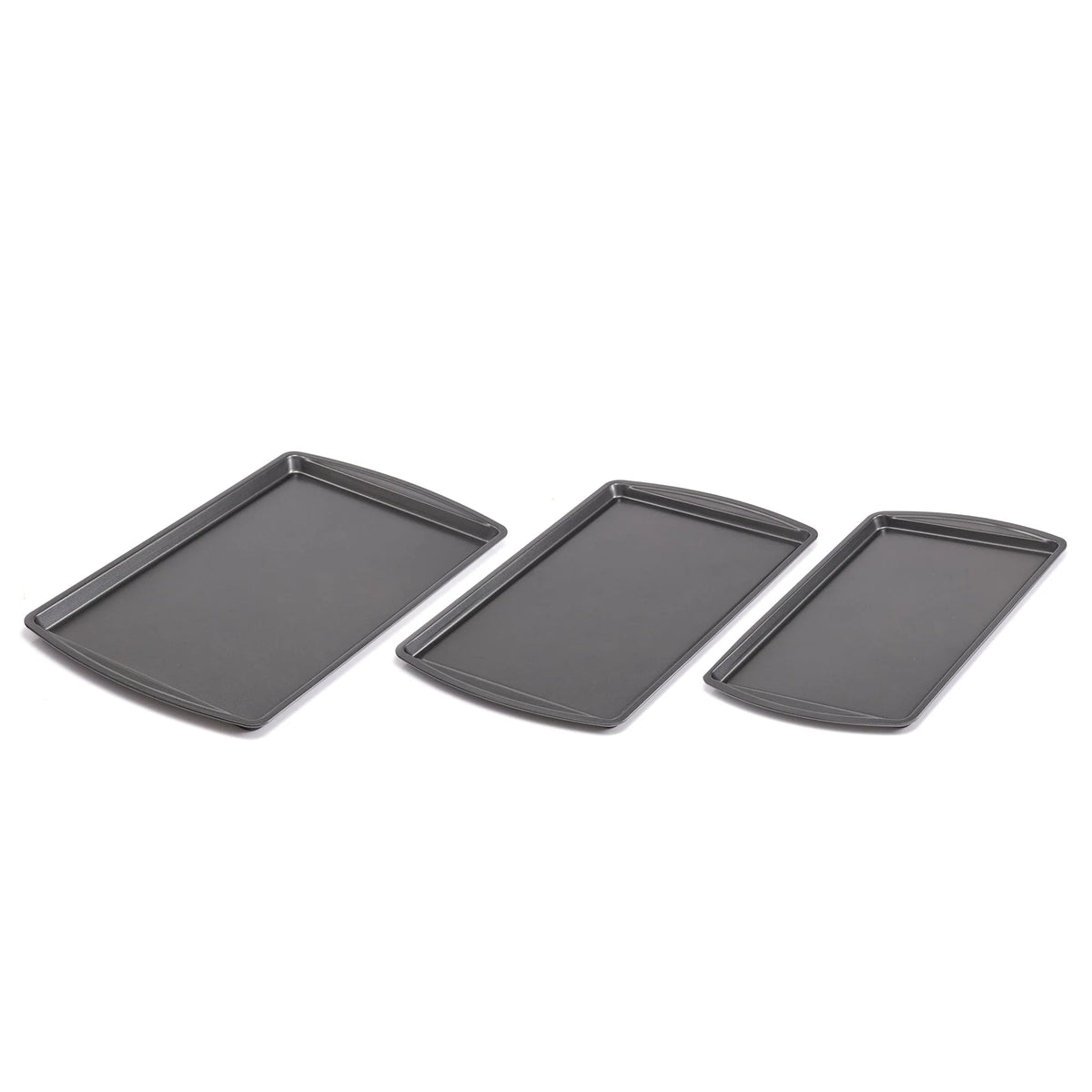 Mainstays 3PC Nonstick Cookie Set, 11.2" x 17.2", 10.2" x 15.2", 9.2" x 13.2", Gray