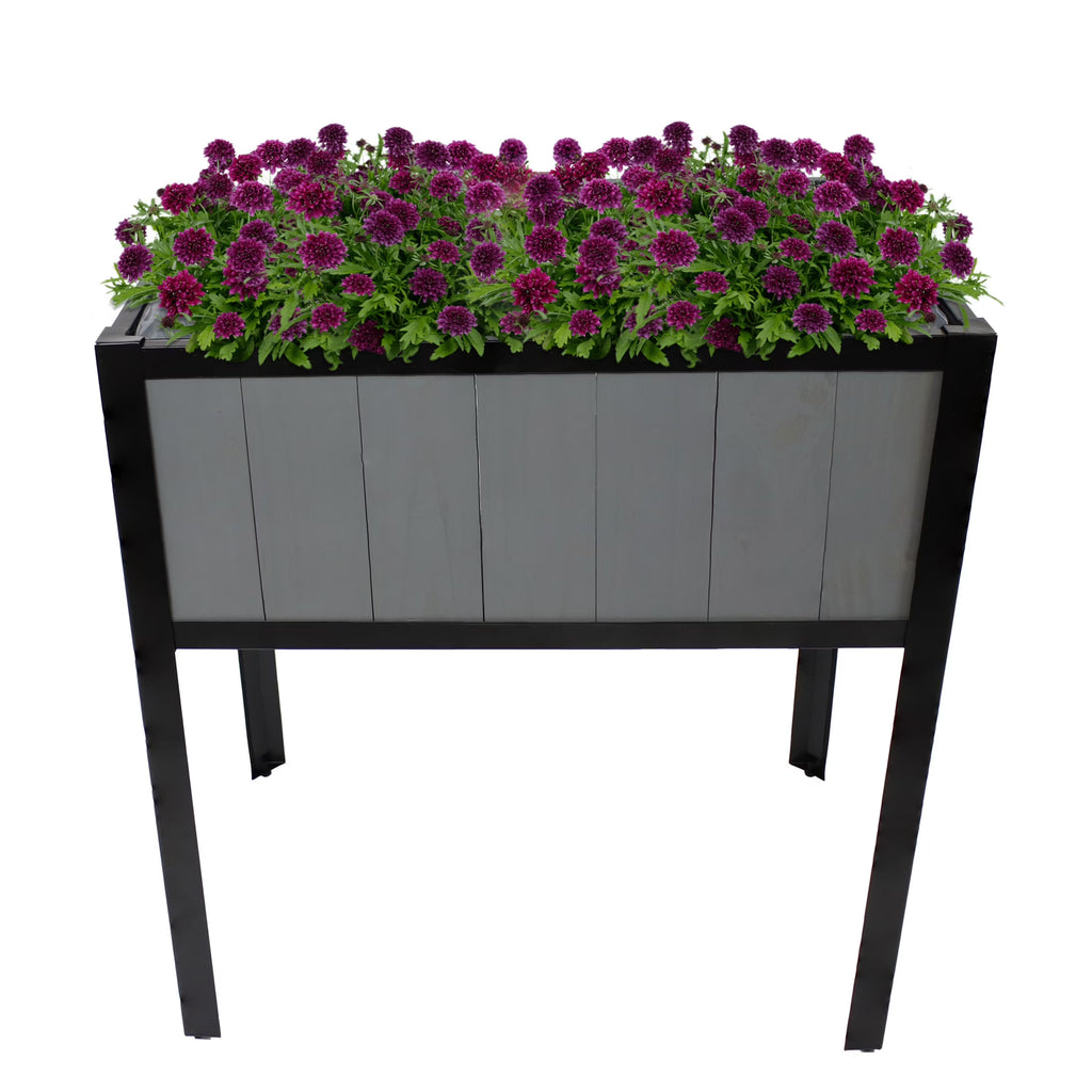 Sunnydaze 29.25" x 20" x 30.75" Gray Acacia Wood Rectangular Raised Garden Bed with Legs