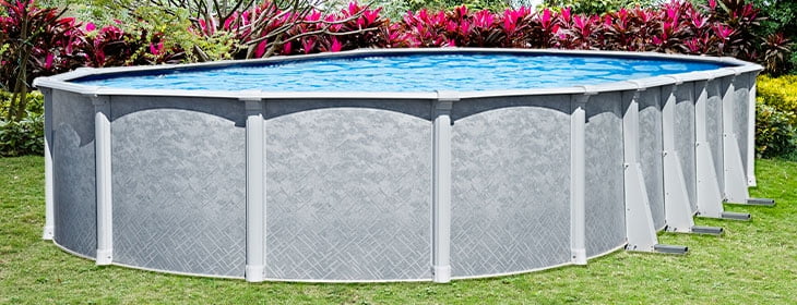Lake Effect Pools 15' x 30' x 52" Height Oval Lifestyle Above Ground Swimming Pool with 25 Gauge Solid Blue Liner