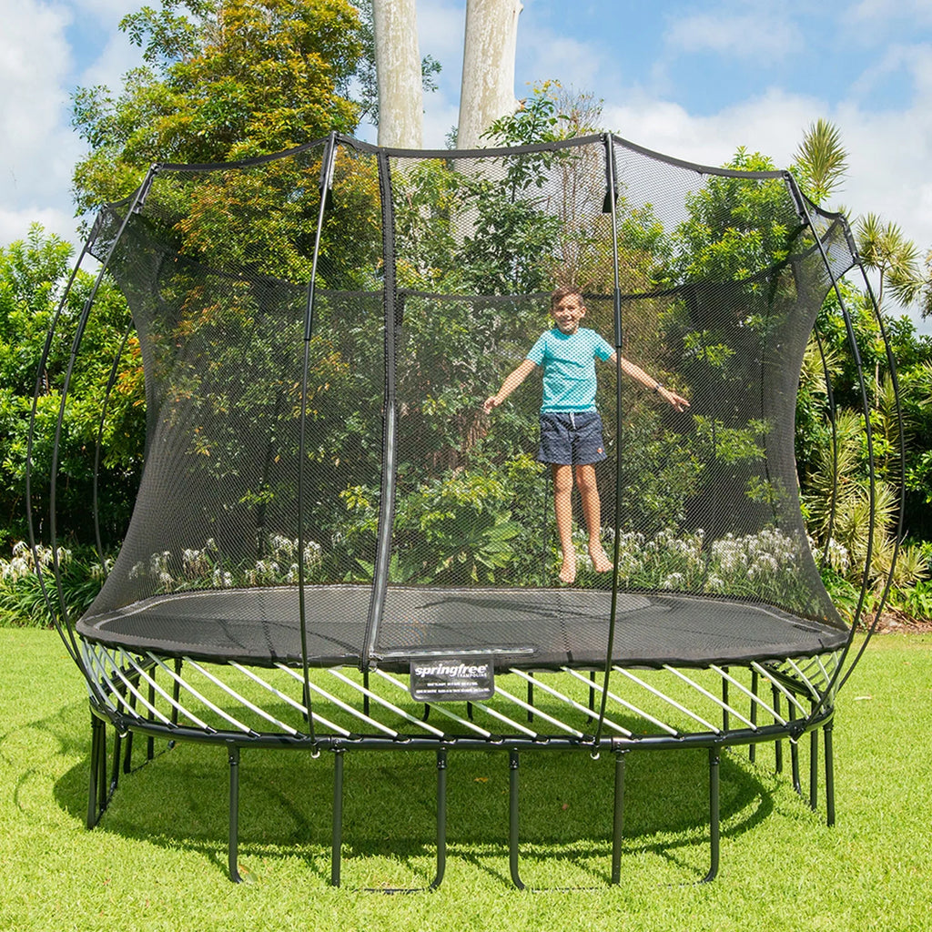 Springfree 13' x 13' Square Backyard Trampoline with Accessories, Black