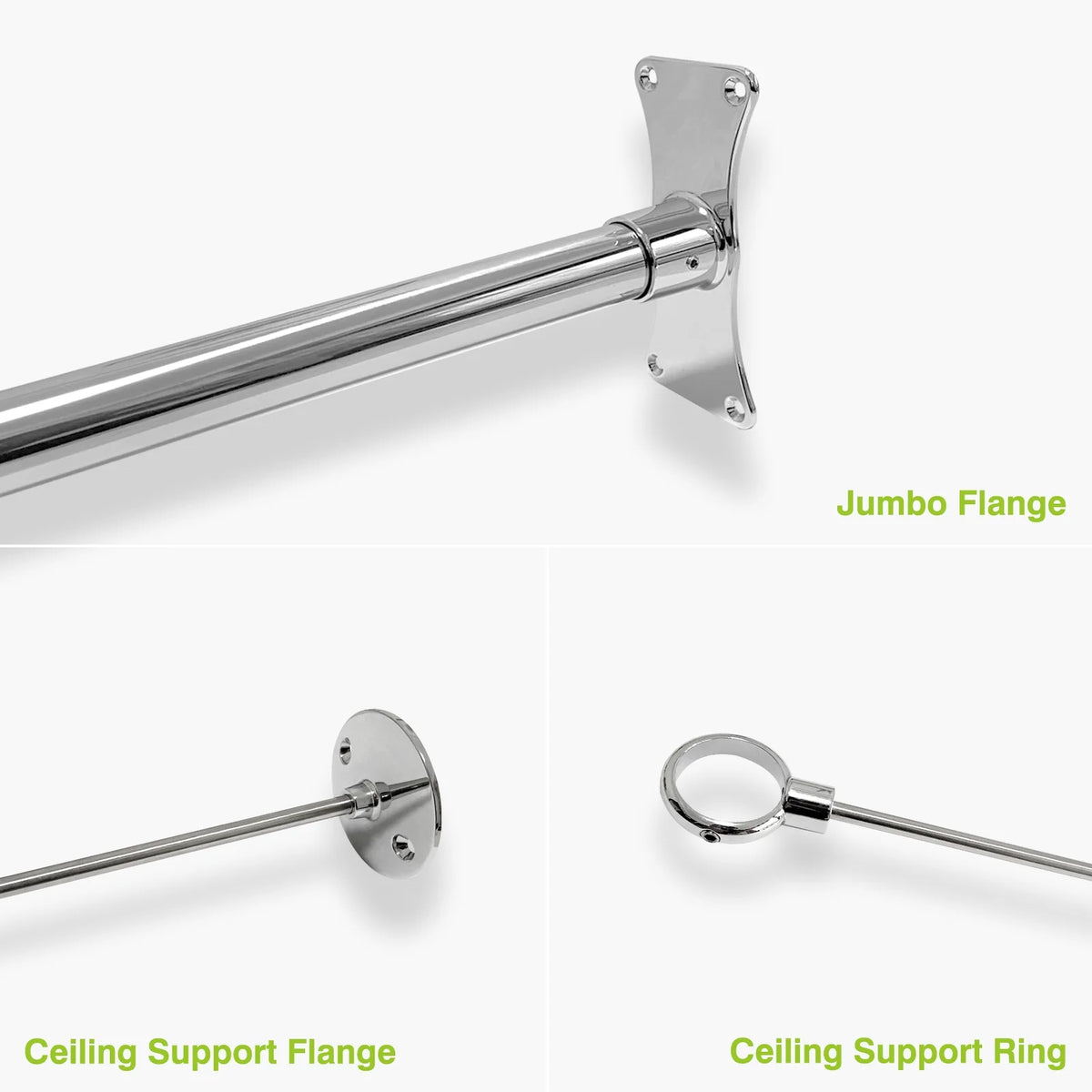 Naiture Stainless Steel 18-1/2" X 26" X 18-1/2" Neo-Angle Shower Curtain Rod with Ceiling Support, Brushed Nickel Finish