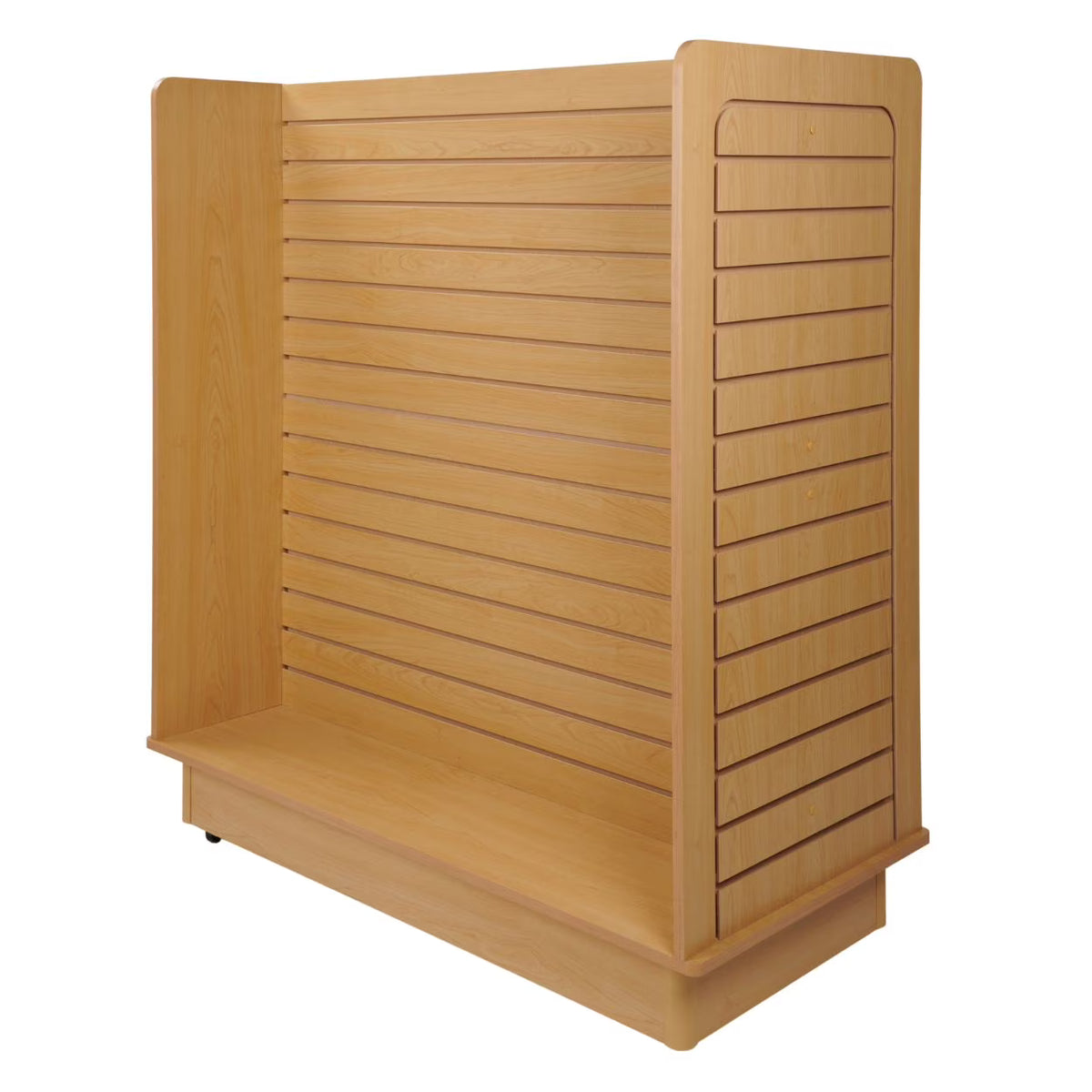 SSWBasics 24" x 48" x 48" inch Maple Slatwall Gondola with Casters - Four Sided Rolling Merchandiser - Uses 3" On Center Slatwall Accessories - Assembly Required