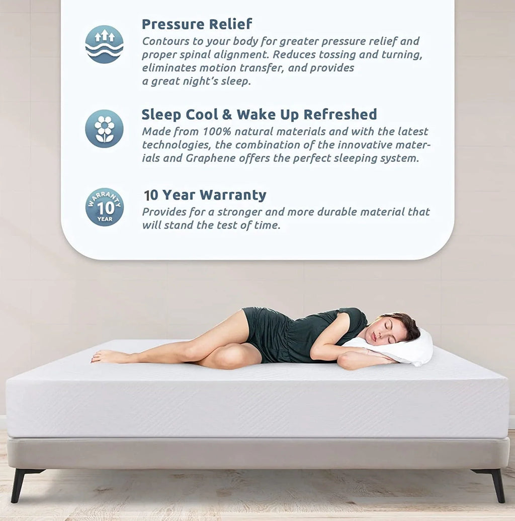 10" RV Mattress King Size for RVs, Campers & Trailers, 80"L x 72"W x 10"Th, Memory Foam Mattress in a Box