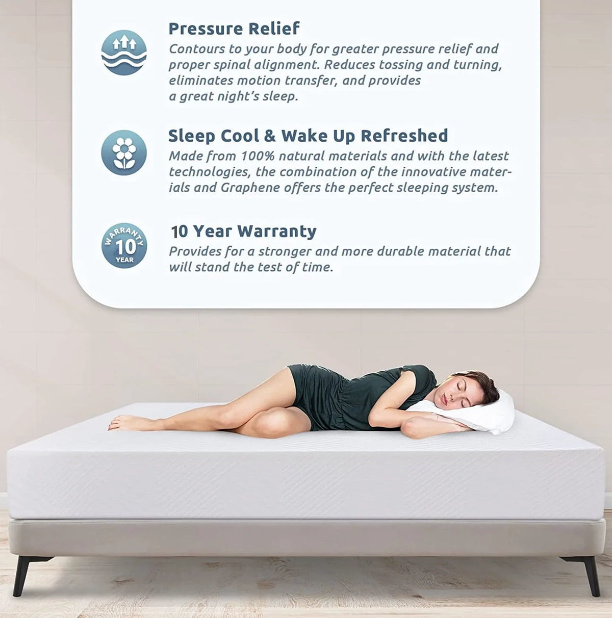 10" RV Mattress King Size for RVs, Campers & Trailers, 80"L x 72"W x 10"Th, Memory Foam Mattress in a Box