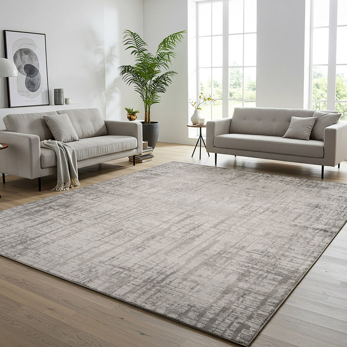 Divina Area Rug, Aloma Cream & Gray, 7'10" x 10'