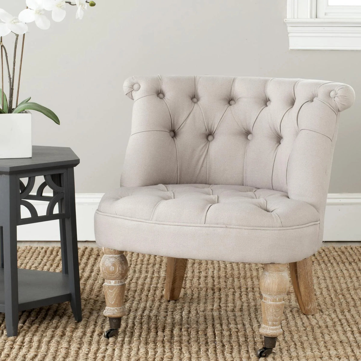 Safavieh En Vogue Carlin Cranberry Tufted Chair - 26.4" x 24.2" x 27"