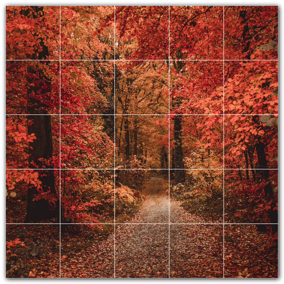 Picture-Tiles.com: Autumn Ceramic Tile Wall Mural WAL500013-55M. 30"W x 30"H using (25) 6" x 6" Ceramic Tiles-Satin Finish
