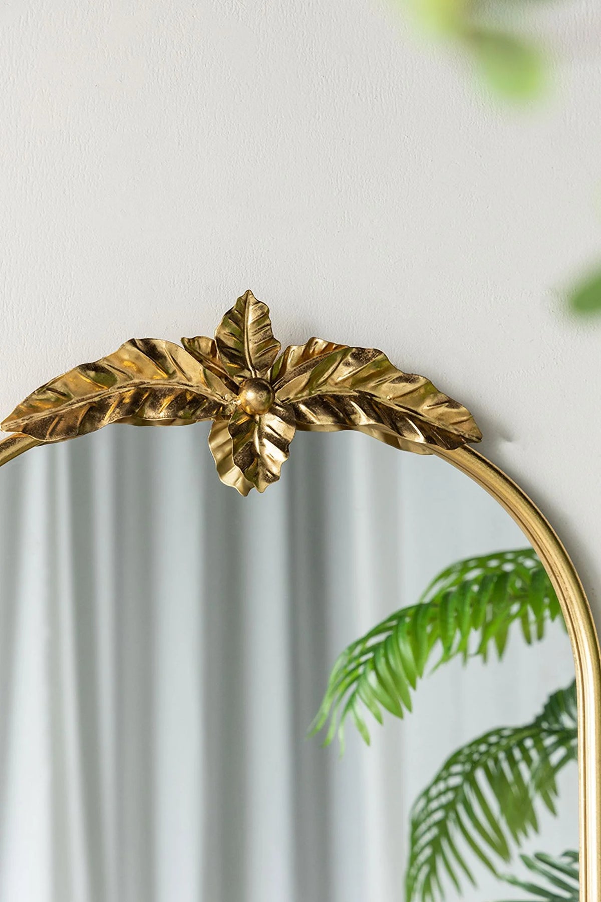 A&B Home Arched Gold Wall Mirror with Leaf Accent 39.6" x 2" x 35"