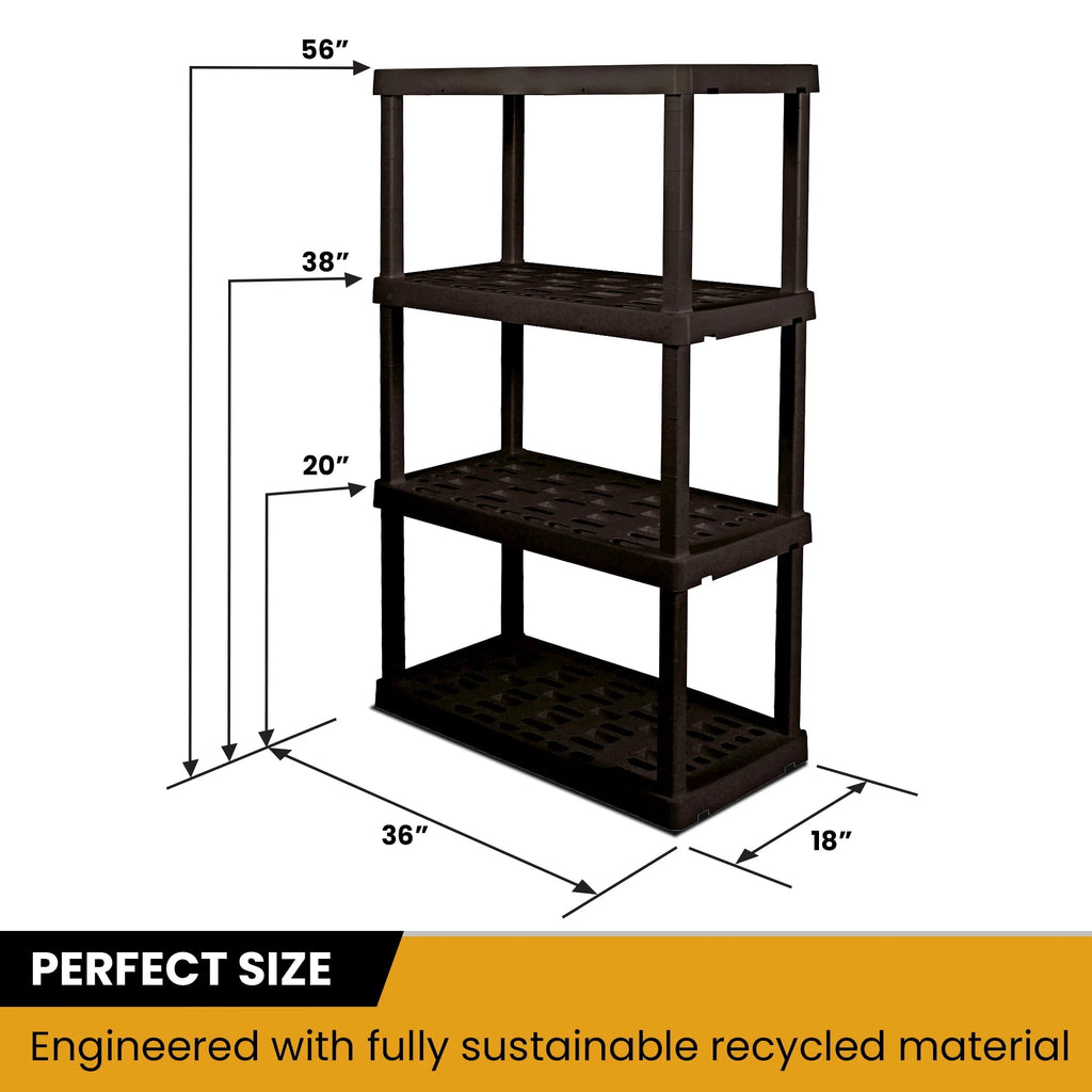 Hyper Tough Large 4-Tier Plastic Storage Unit, W36 x D18 x H56" Interlocking Multipurpose Home Storage Racks Organizer, Black