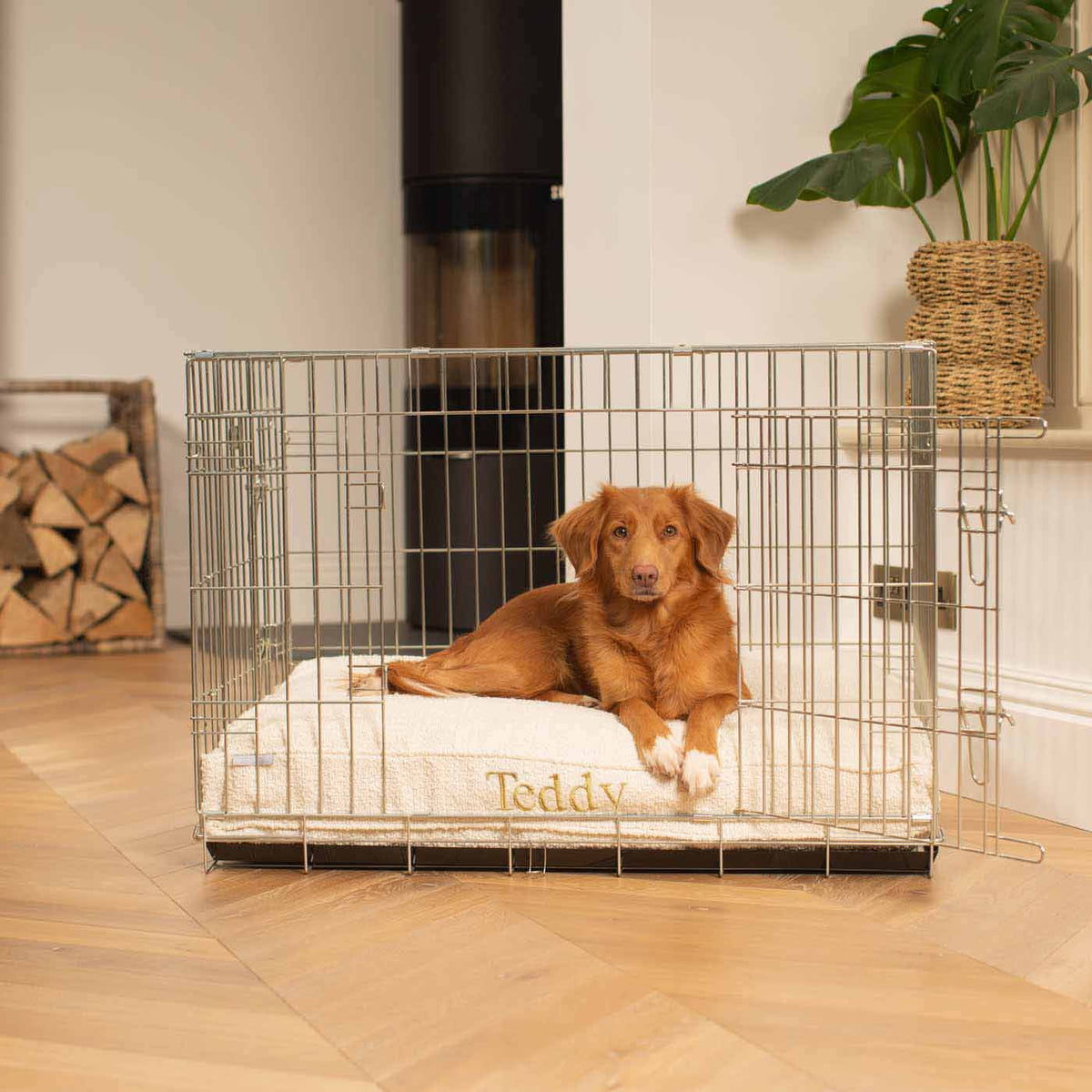 Coussin pour chien en bouclé ivoire