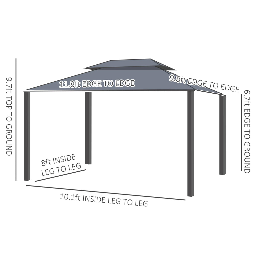 Outsunny 10' x 12' Hardtop Canopy Gazebo, Durability
