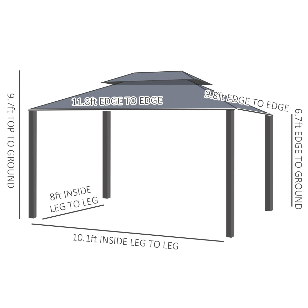 Outsunny 10' x 12' Hardtop Canopy Gazebo, Durability