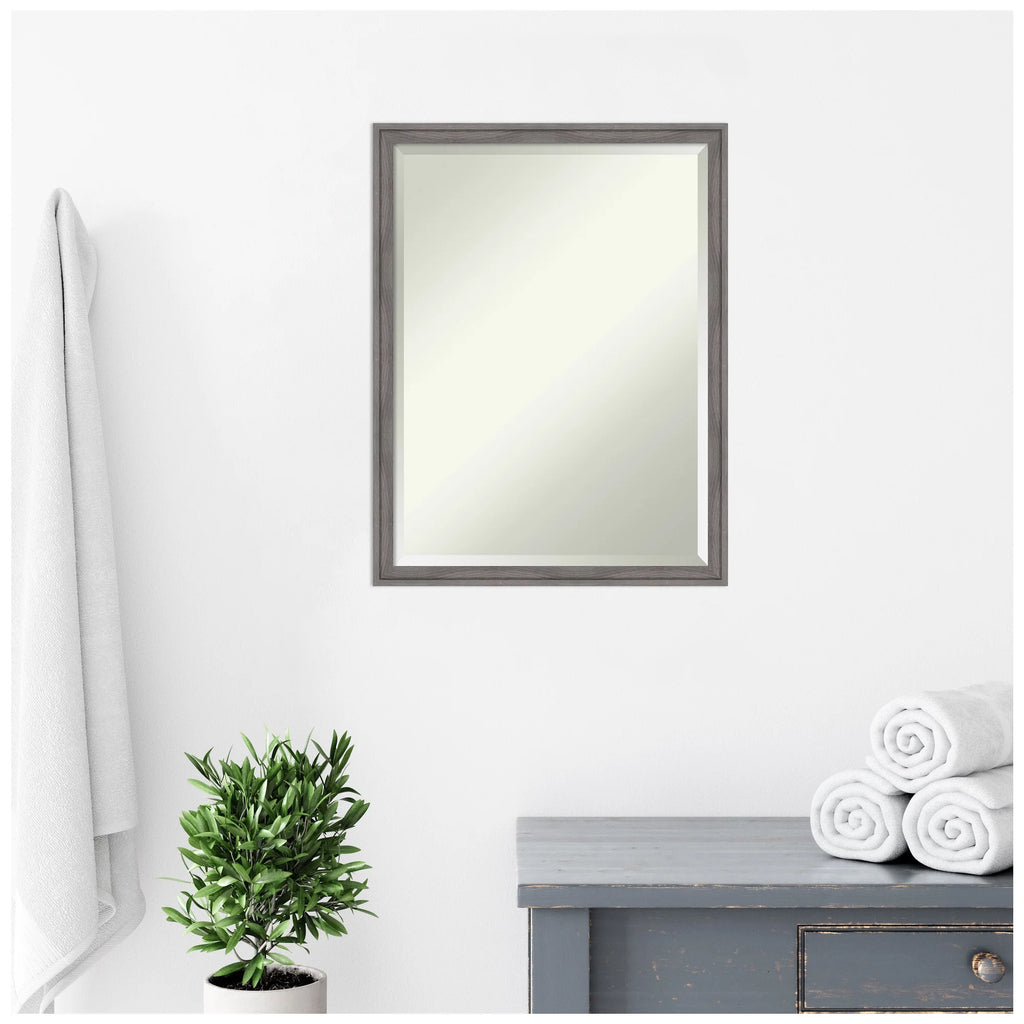 Amanti Art Florence Silver Beveled Wall Mirror 31.75 x 41.75 in.