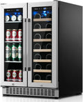 24 inch Dual Zone Beverage Refrigerator 30 Bottles 82 Cans Wine Fridge Built-in or Freestanding