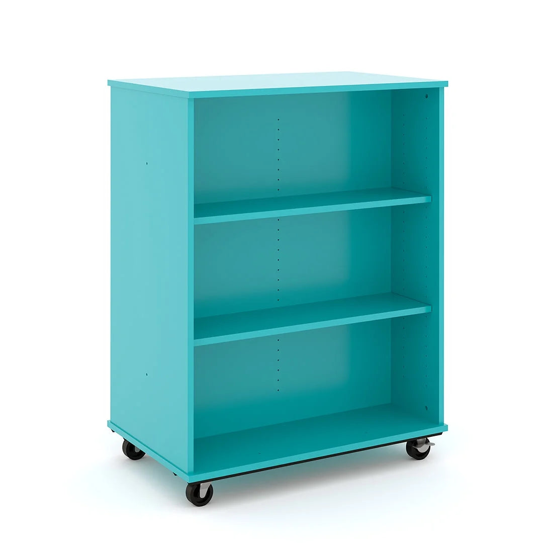 Tot Mate Open Double Sided 3 Tier Mobile Shelves Wooden Classroom Bookcase, Red, 36"W x 23"D x 48"H