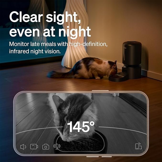 PETLIBRO Automatic Cat Feeder with Camera, 1080P HD Video with Night Vision, 5G WiFi Pet Feeder with 2-Way Audio, Low Food & Blockage Sensor, Motion & Sound Alerts for Cat & Dog Single Tray