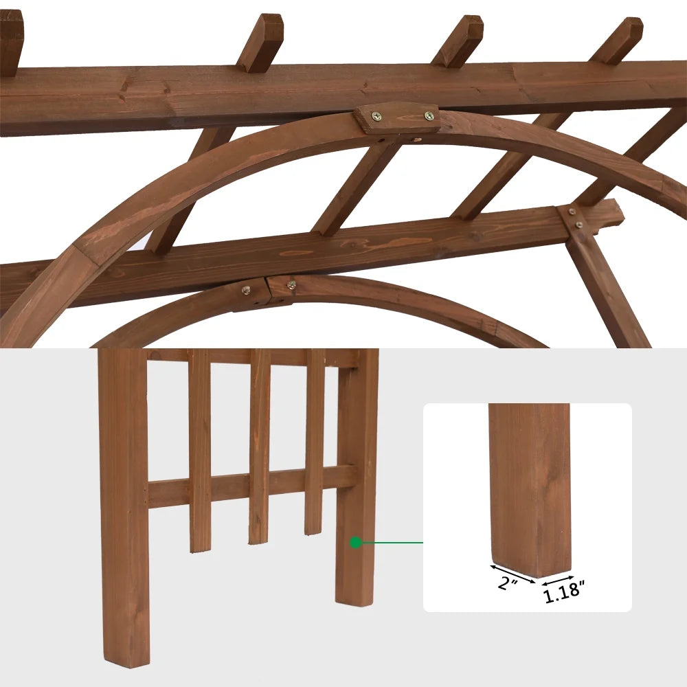 Garden Arch Trellis, Wooden Outdoor Arch for Climbing Plants, Dark Brown Arbors and Trellises, 62.99"W X 23.62"D X 84.65"H