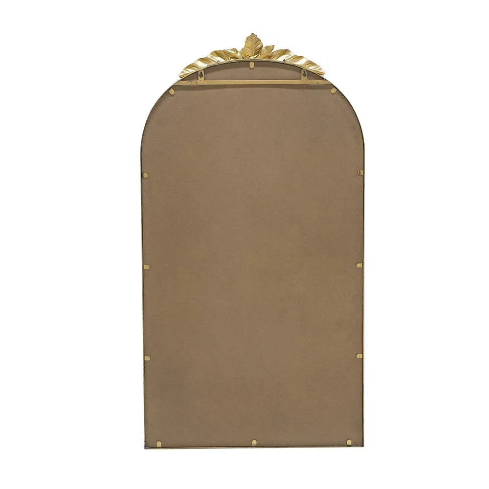 A&B Home Arched Gold Wall Mirror with Leaf Accent 39.6" x 2" x 35"