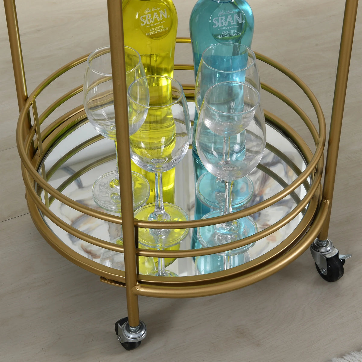 FirsTime & Co. Gold Joliet Mirrored Bar Cart, Industrial, Metal, 16 x 16 x 33.5 in