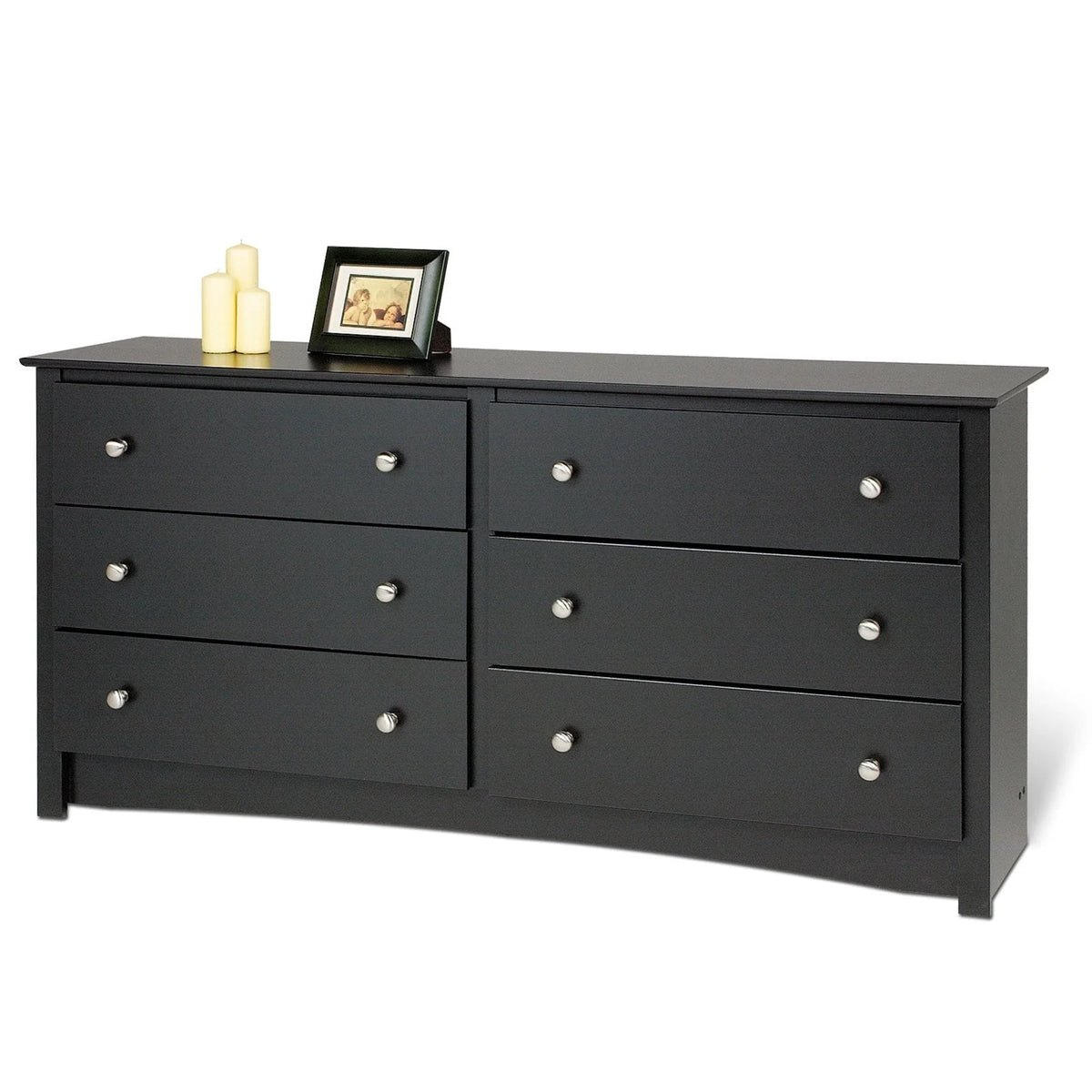 Prepac Sonoma 6 Drawer Wooden Double Dresser, 16" x 59" x 29", Black