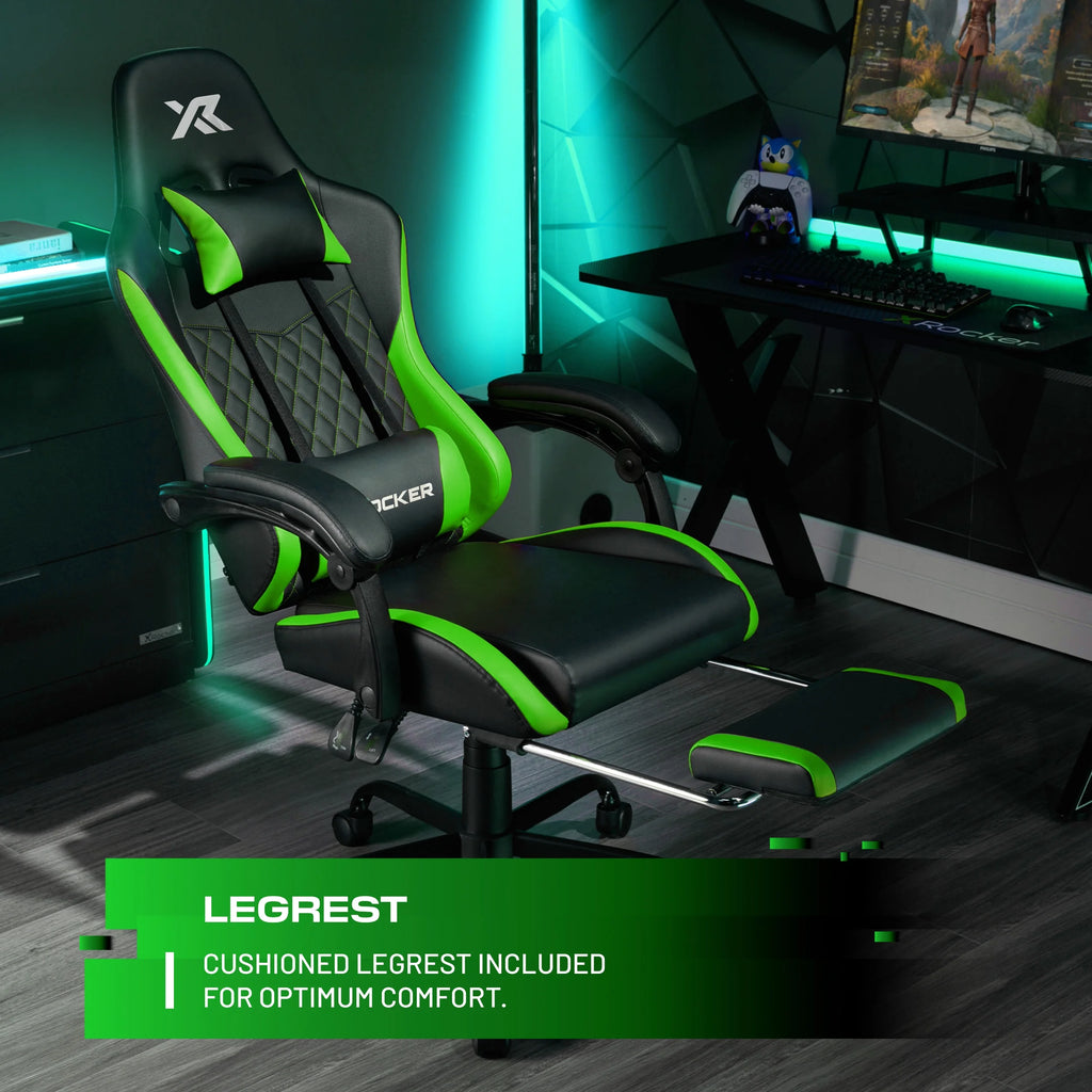 X Rocker Apex PC Gaming Chair with Massage Function and Footrest, Red