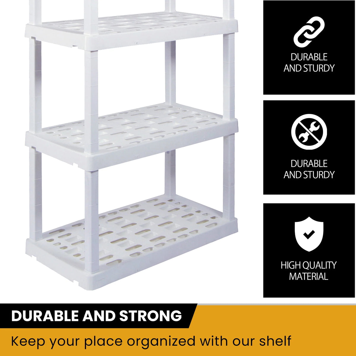 Hyper Tough 74" H x 18" D x 36" W 5 Shelf Plastic Garage Shelves, Storage Shelving, White 750 lbs Capacity