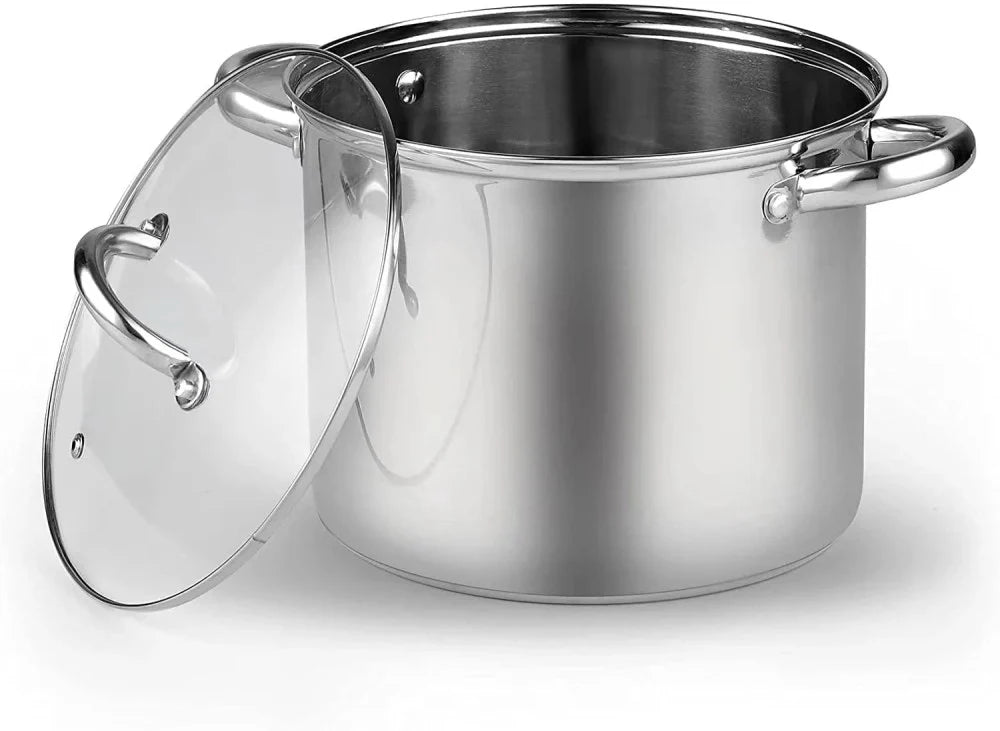 Cook N Home Basics 12 QT Stainless Steel Stock Pot with Lid,Cooking Pot for Pasta,Stockpot with Sturdy Handle,Soup Pot with Even Heating,Oven & Dishwasher Safe,Cookware for Canning,Boiling
