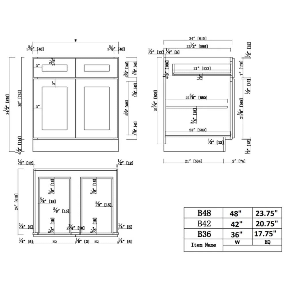 Design House Brookings Assembled Shaker Style Base Kitchen Cabinet (36" x 34.5" x 24"), Sherwin Williams White