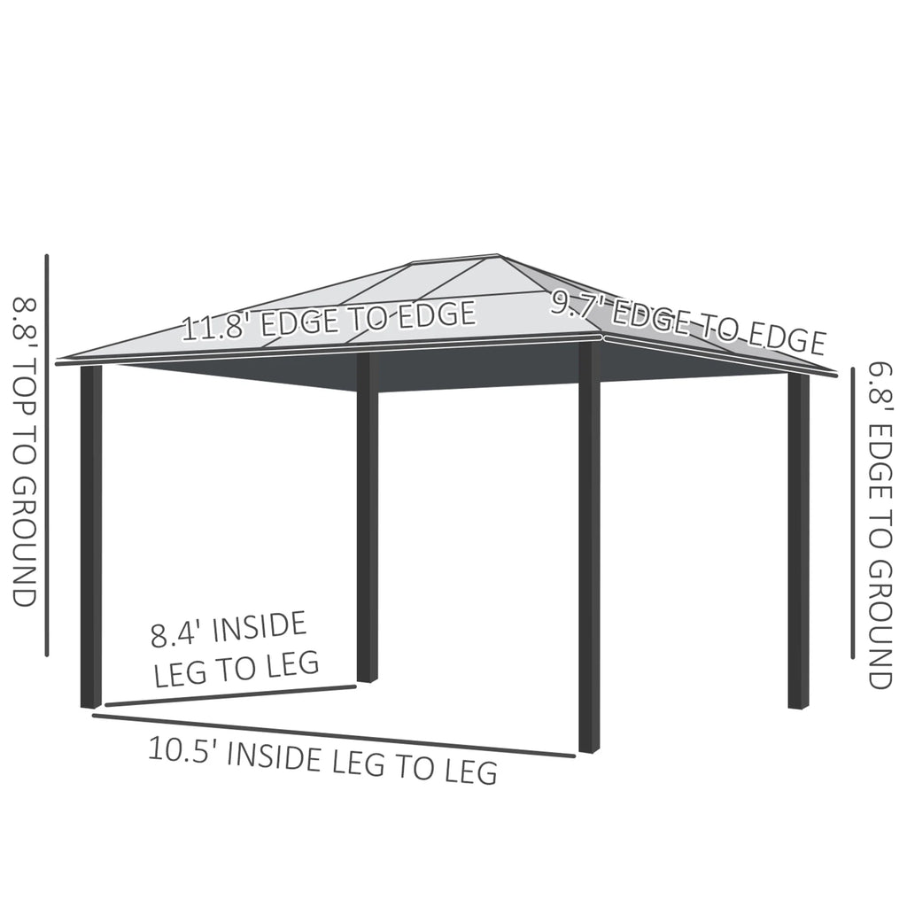 Outsunny 10' x 12' Hardtop Canopy Gazebo, Durability