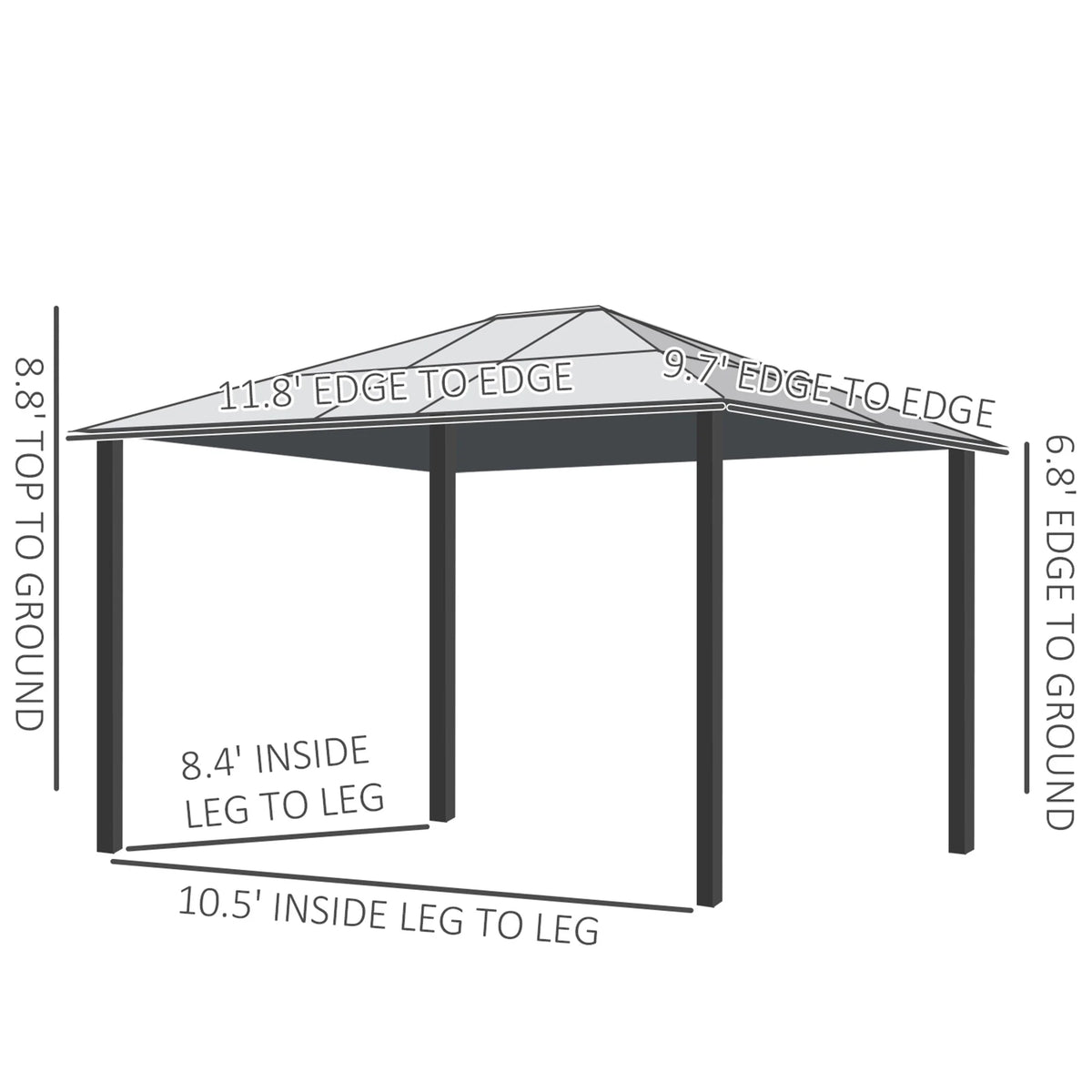 Outsunny 10' x 12' Hardtop Canopy Gazebo, Durability