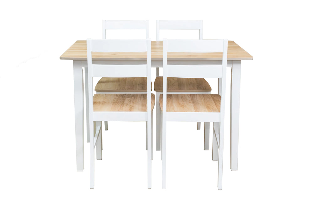 Ensemble de salle à manger 5 pièces Mainstays, 1 table et 4 chaises, blanc, MDF et bois d'hévéa, intérieur, table de 46 po L x 29 po l x 30 po H