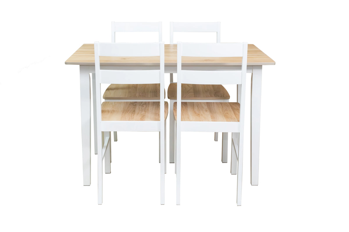 Ensemble de salle à manger 5 pièces Mainstays, 1 table et 4 chaises, blanc, MDF et bois d'hévéa, intérieur, table de 46 po L x 29 po l x 30 po H