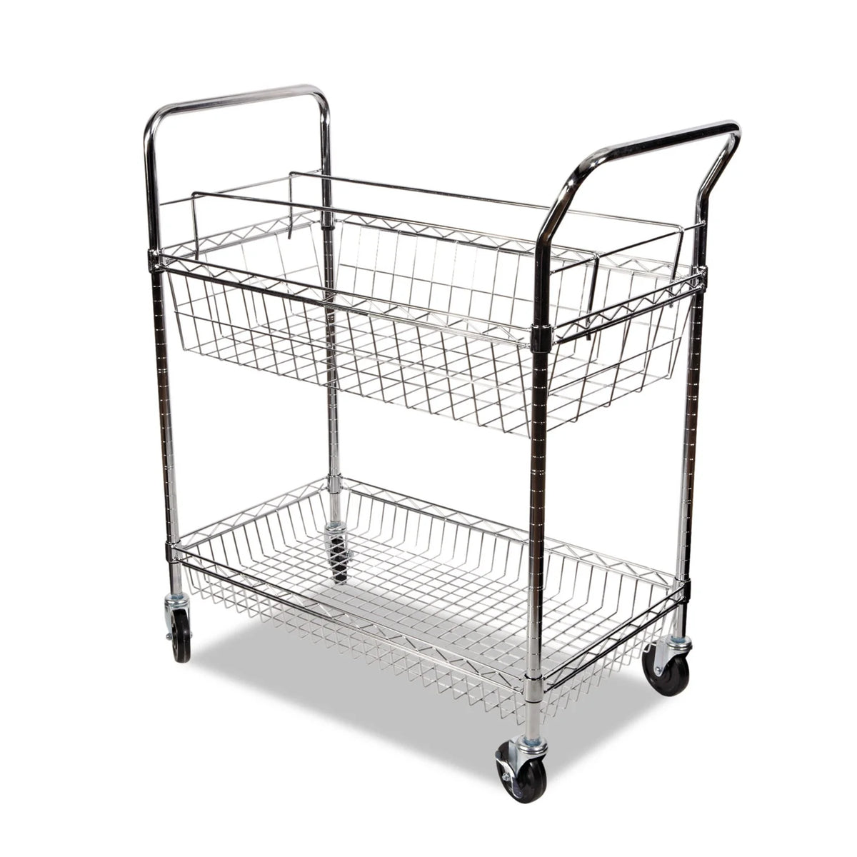 Alera ALEMC3518SR Carry-All 34.88 in. x 18 in. x 39.5 in. Basket/Shelf Mail Cart - Silver
