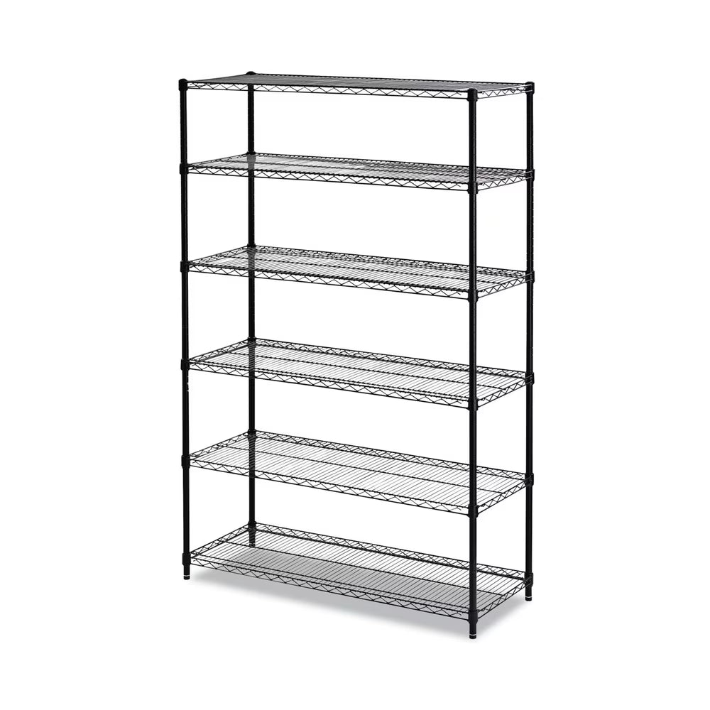 Alera Commercial Wire Shelving Six-Shelf 48w X 18d X 72h Black (ALESW664818BL)