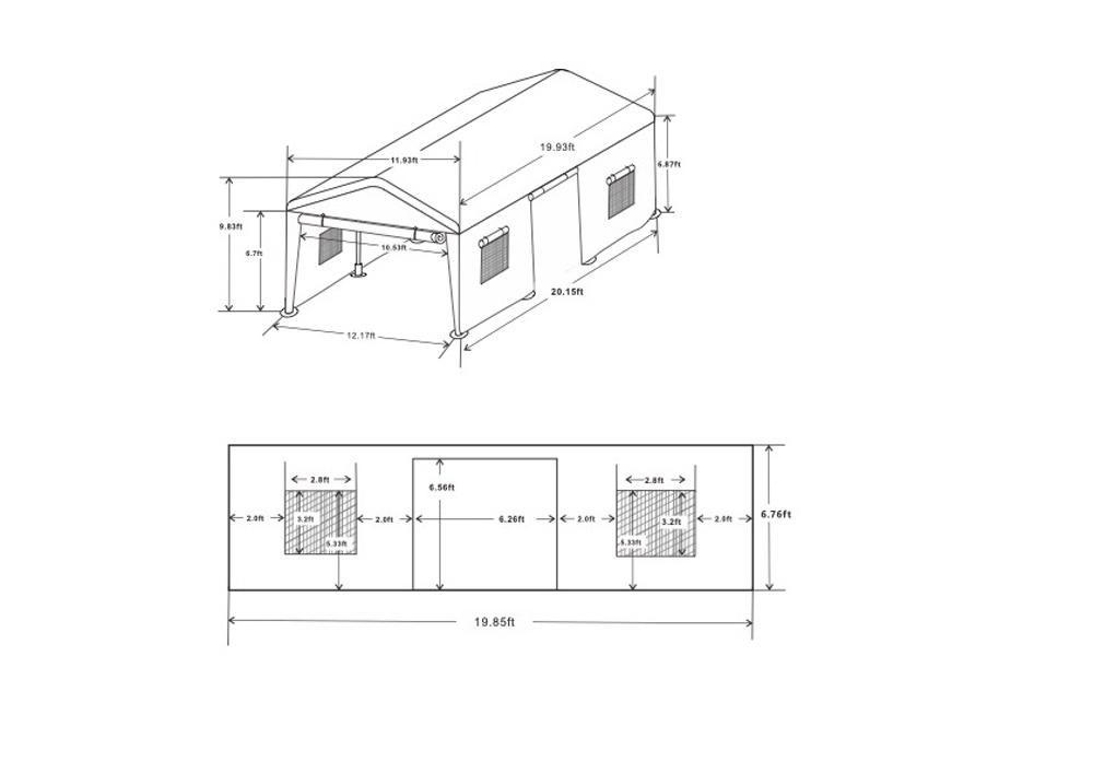Garages portables et abris Sesslife 12' x 20' x 9,83' - Carports gris