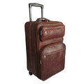 AmeriLeather 89-6 26 in. Ostrich Print Leather Expandable Suitcase with Wheels,Brown