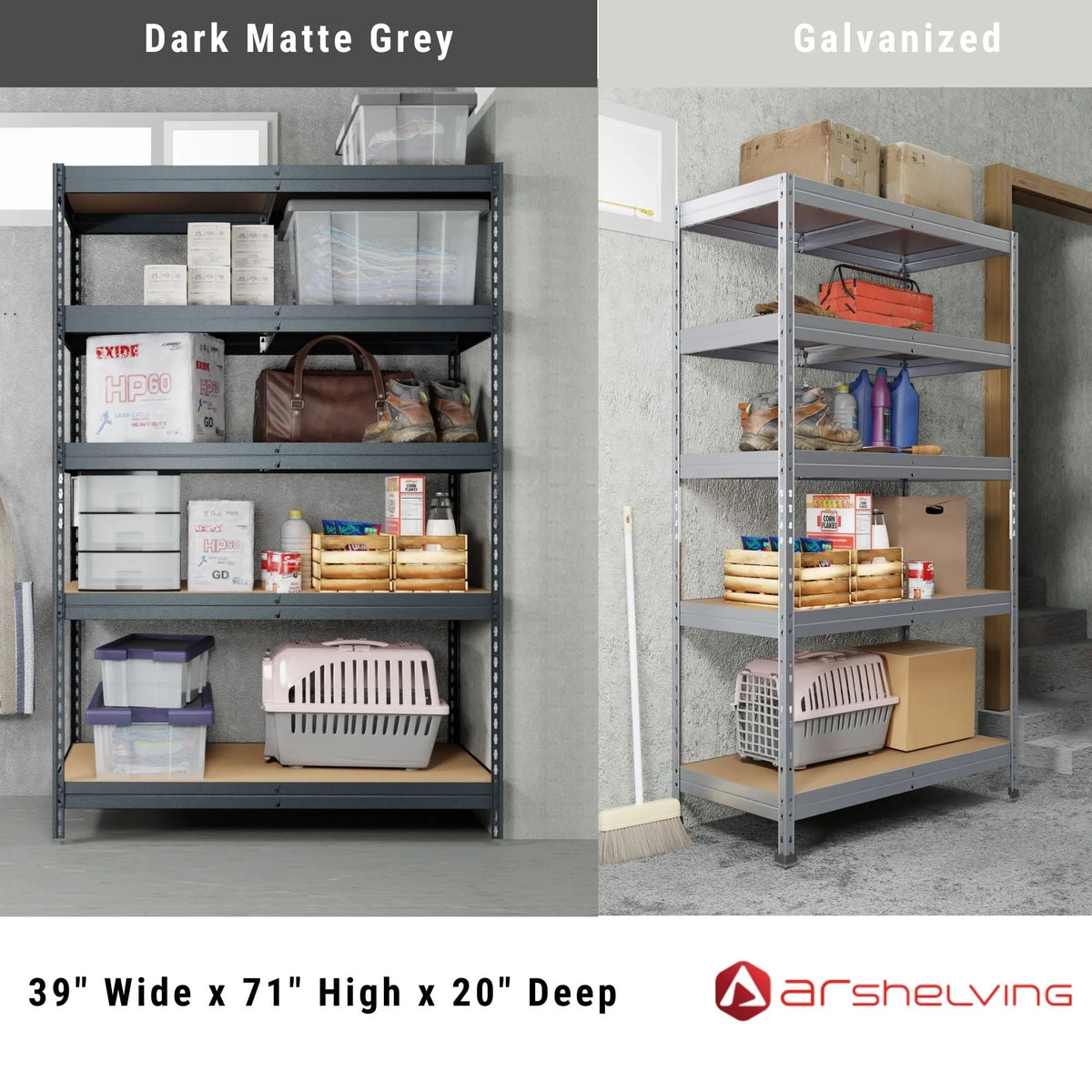 Ar Shelving 5- Tier Galvanized Steel Heavy Duty Garage Storage Shelving Unit with HDF Rack (39.2 in. W x 71 in. H x 20 in. D)