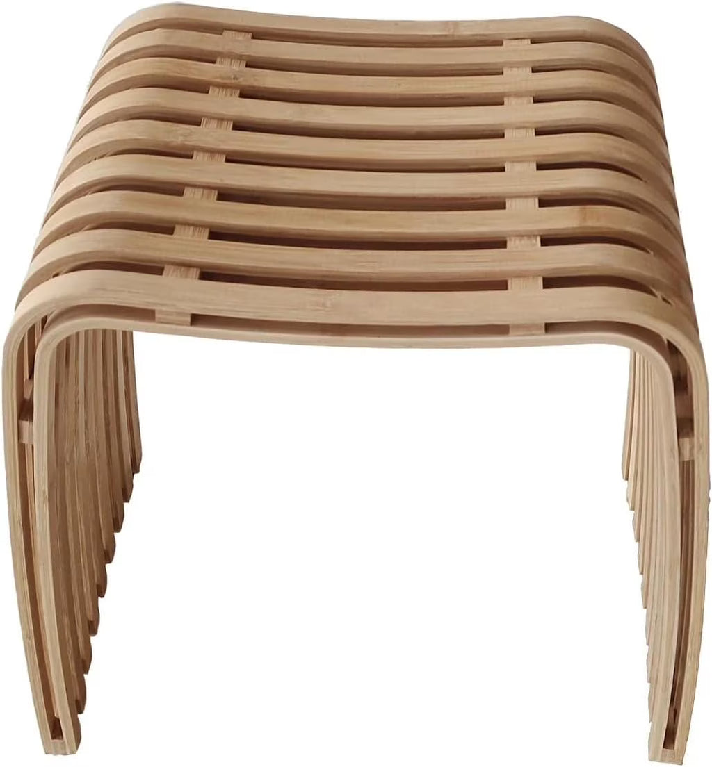 J&V TEXTILES Dining Bench with Storage, Bamboo Top, 11-7/8L x 18-1/8W x 18-1/8H inches, Natural Wood